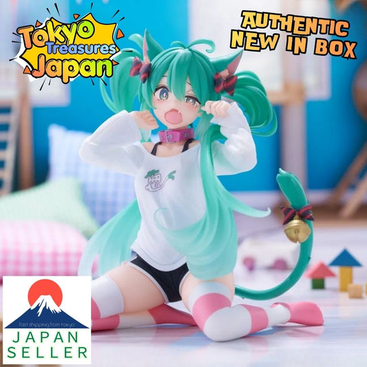 "Hatsune Miku Series" Desktop Cute Figure ~Cat Ear T-Shirt Ver.~ Authentic Taito