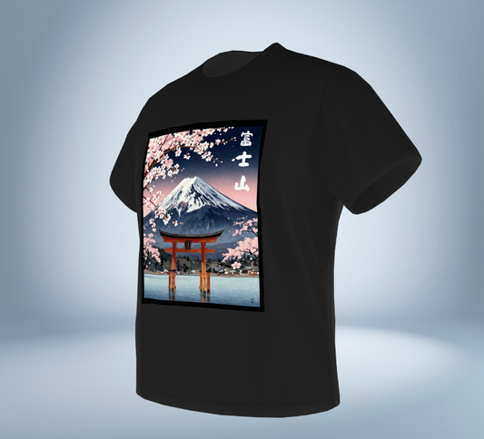 Mt. Fuji & Sakura Graphic T-Shirt(Black)Original Collection Tokyo Treasures Japan