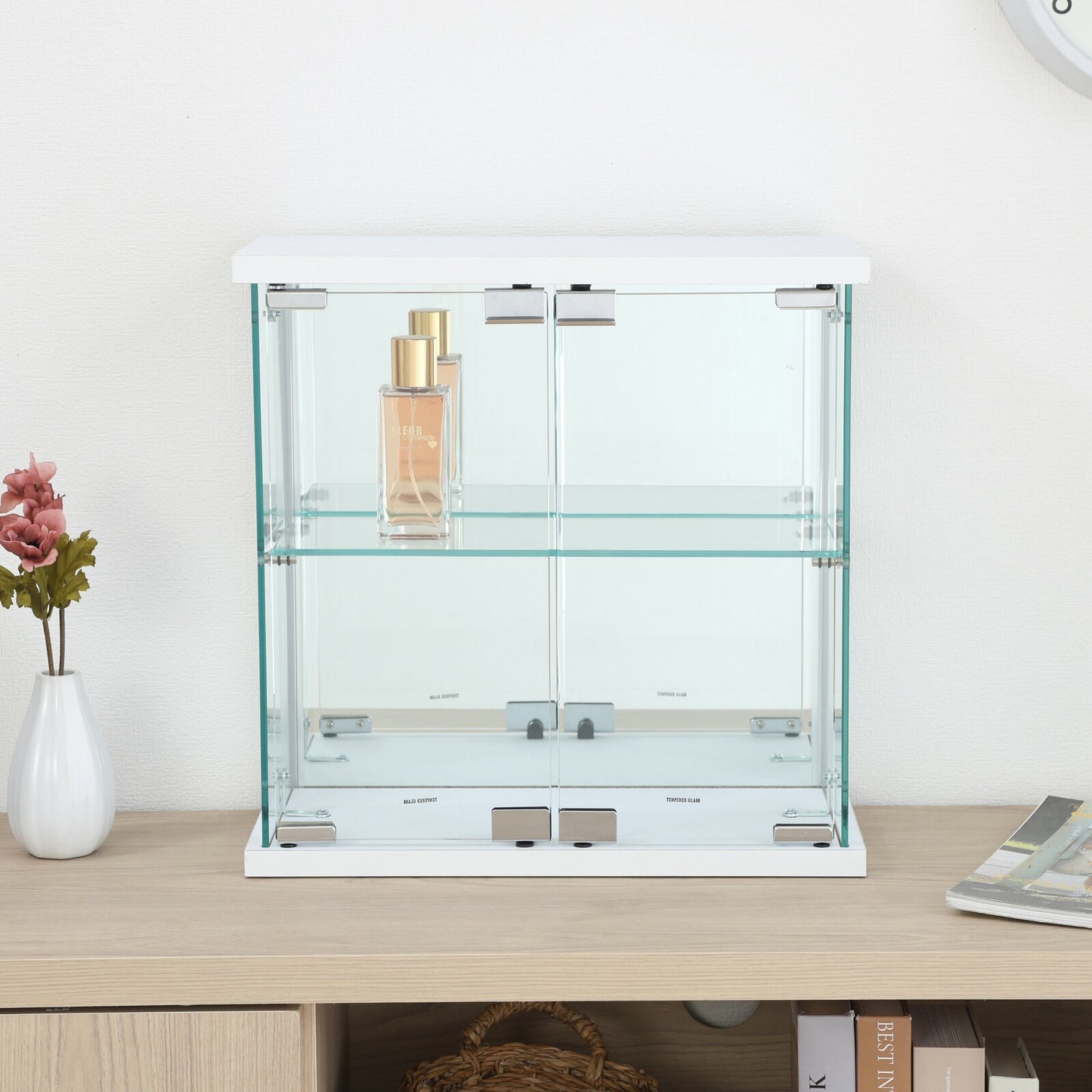卓上ガラスコレクションケース ホワイト | Tabletop Glass Collection Case, White