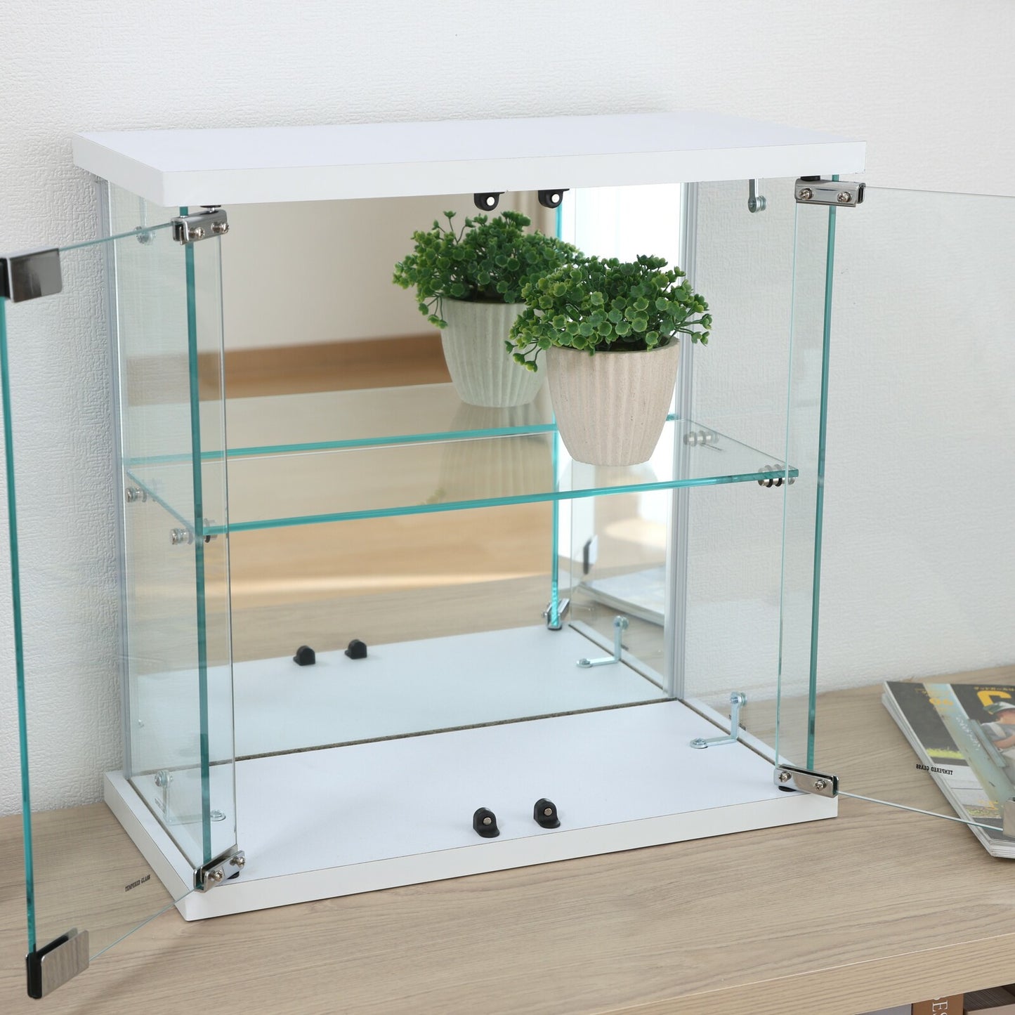卓上ガラスコレクションケース ホワイト | Tabletop Glass Collection Case, White