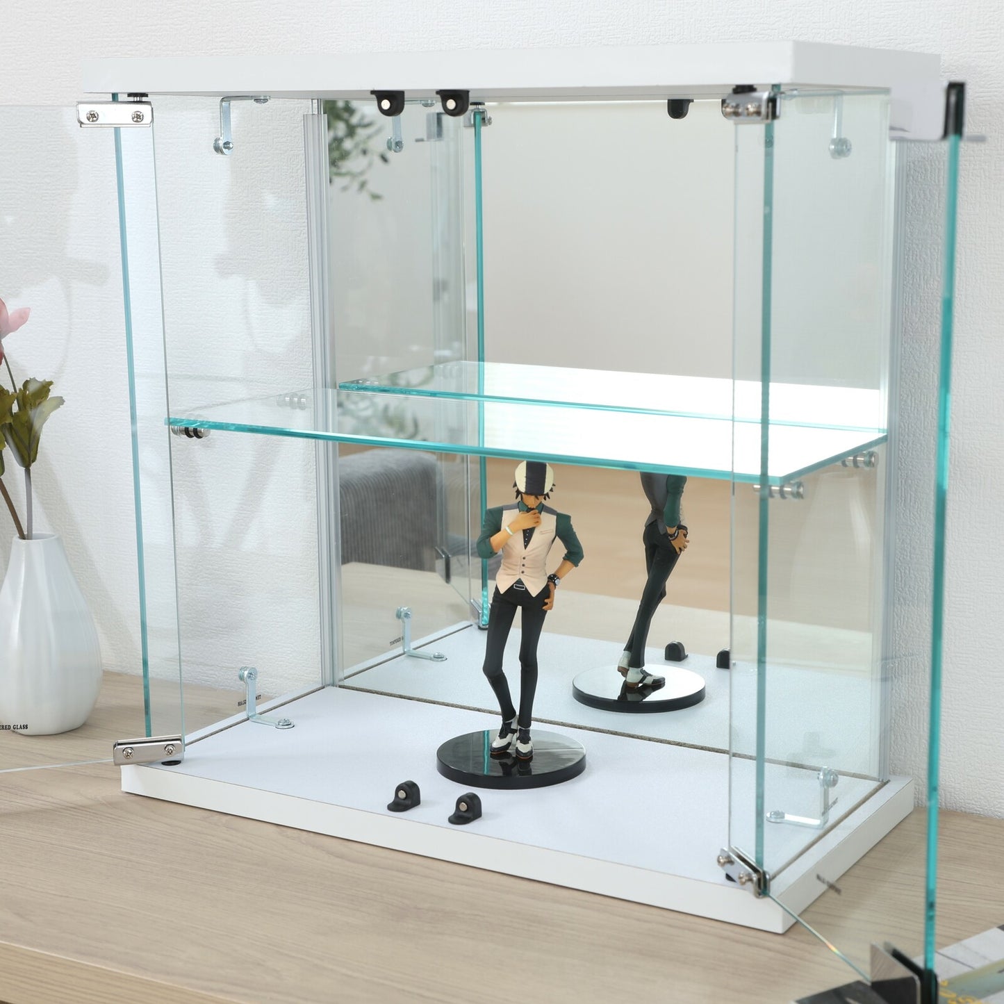 卓上ガラスコレクションケース ホワイト | Tabletop Glass Collection Case, White