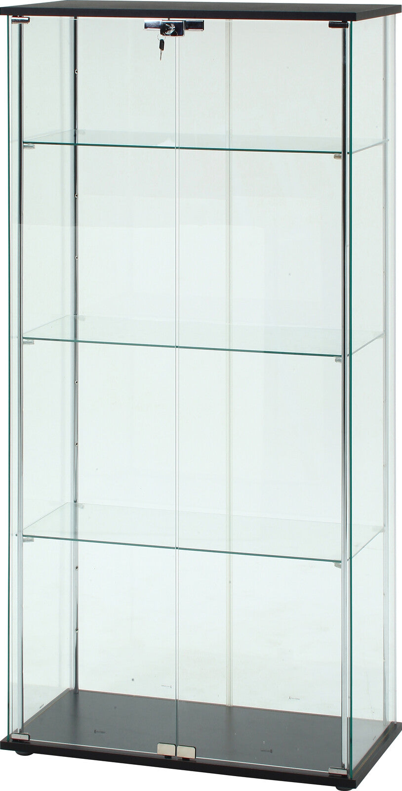 可動棚･鍵付 ガラスコレクションケース | Glass display case with adjustable shelves and lock.