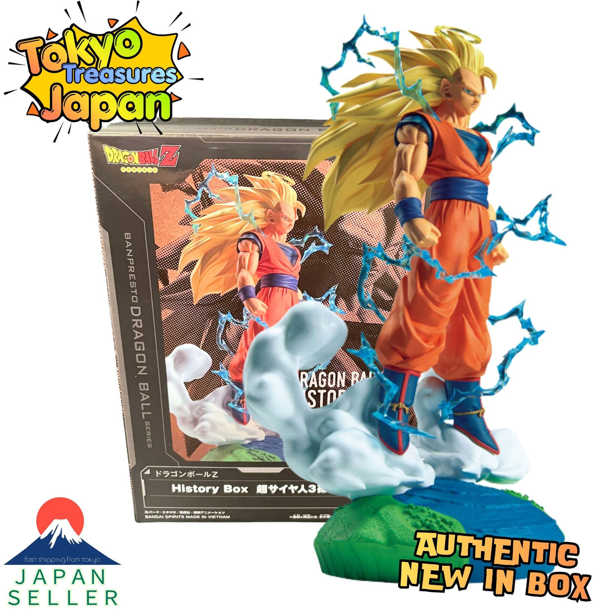 Dragon Ball Z History Box: Super Saiyan 3 Son Goku Figure Authentic Japanese