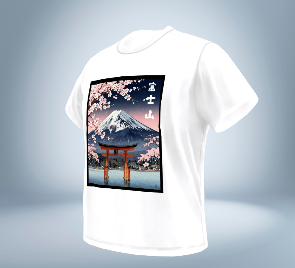 Mt. Fuji & Sakura Graphic T-Shirt（White）Original Collection Tokyo Treasures Japan