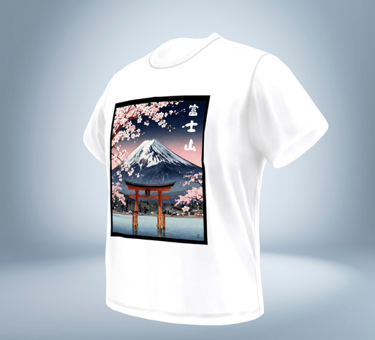 Mt. Fuji & Sakura Graphic T-Shirt（White）Original Collection Tokyo Treasures Japan