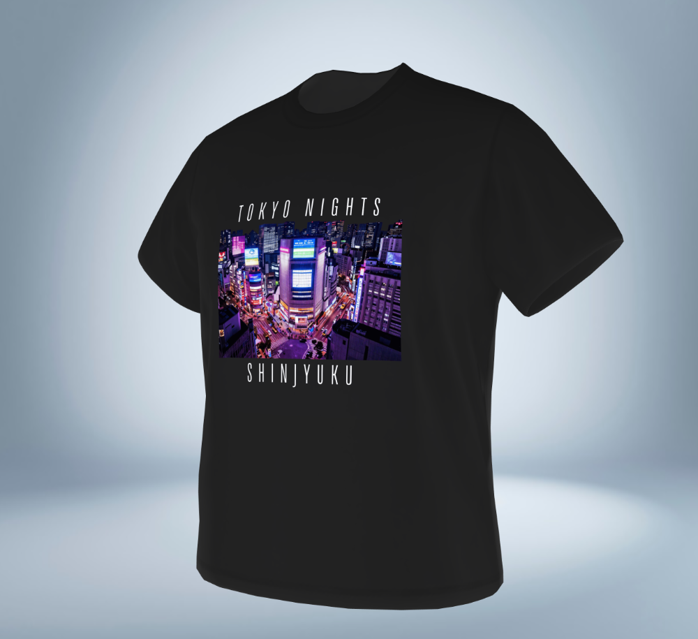 Tokyo Nights - Shinjuku Skyline T-Shirt（Black）Tokyo Treasures Japan