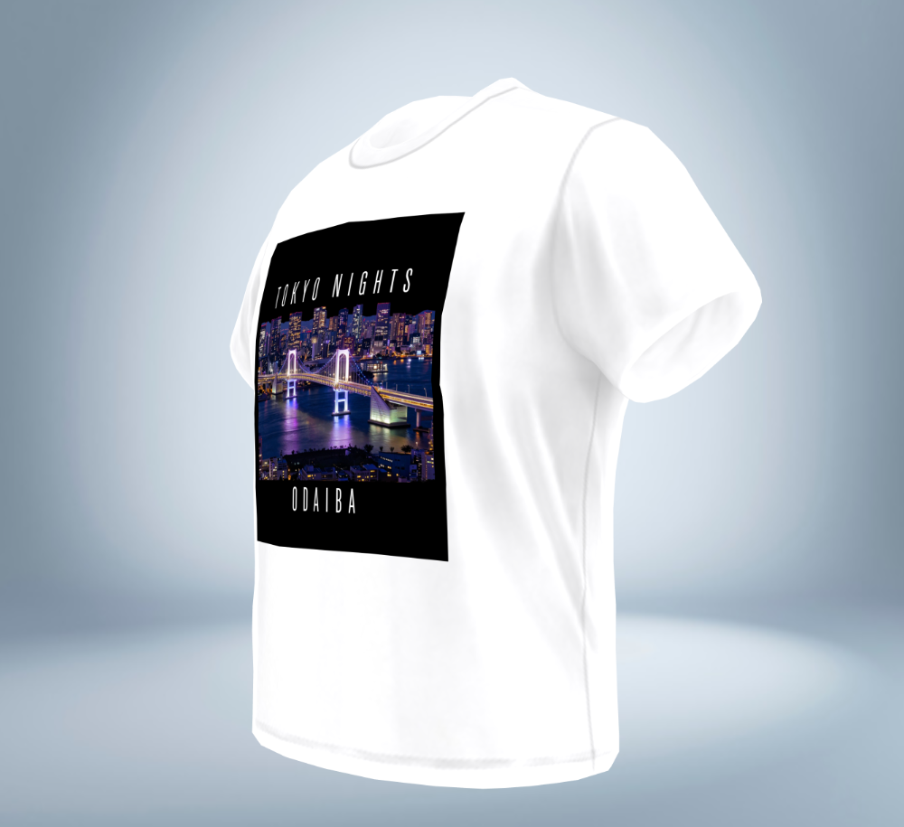 Tokyo Nights - Odaiba Skyline T-Shirt（White）Tokyo Treasures Japan