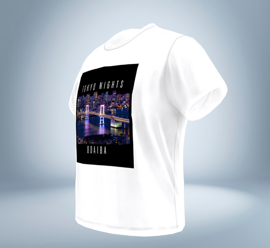 Tokyo Nights - Odaiba Skyline T-Shirt（White）Tokyo Treasures Japan