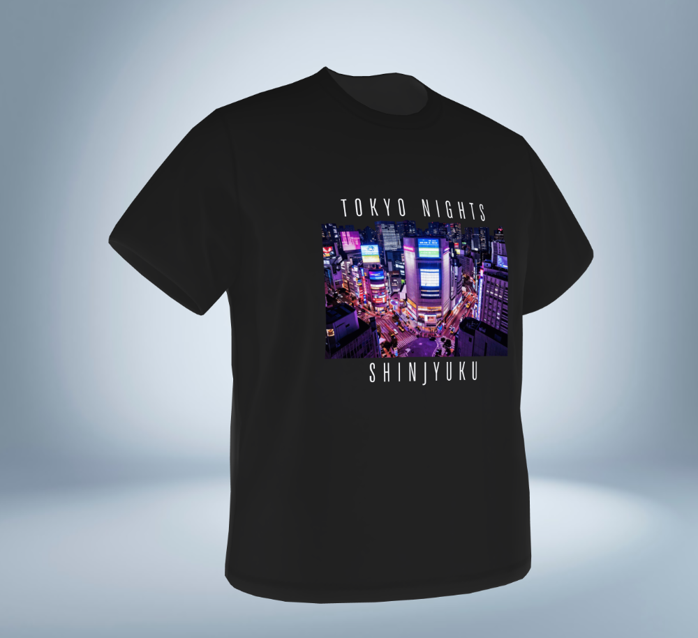 Tokyo Nights - Shinjuku Skyline T-Shirt（Black）Tokyo Treasures Japan