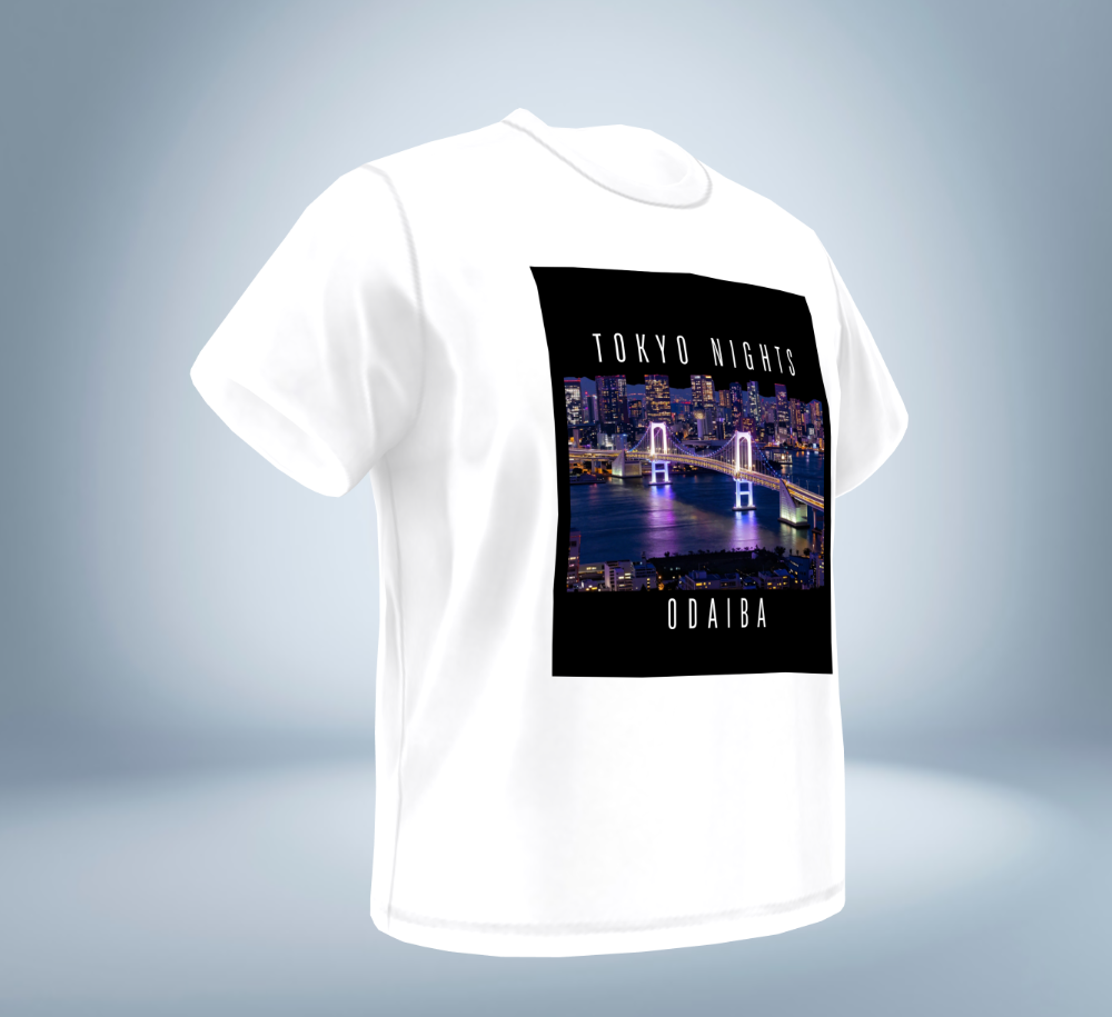 Tokyo Nights - Odaiba Skyline T-Shirt（White）Tokyo Treasures Japan