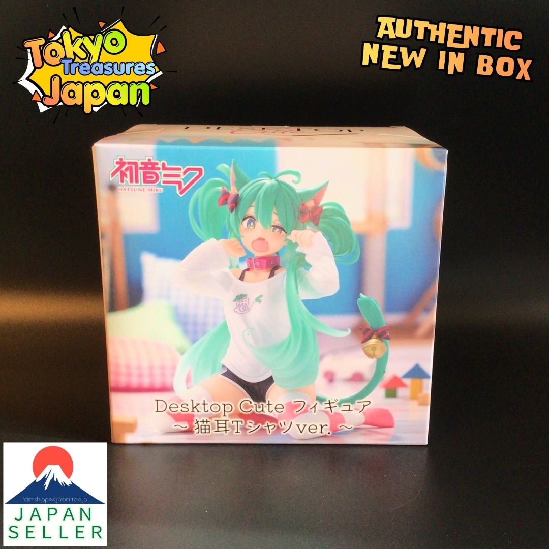 "Hatsune Miku Series" Desktop Cute Figure ~Cat Ear T-Shirt Ver.~ Authentic Taito