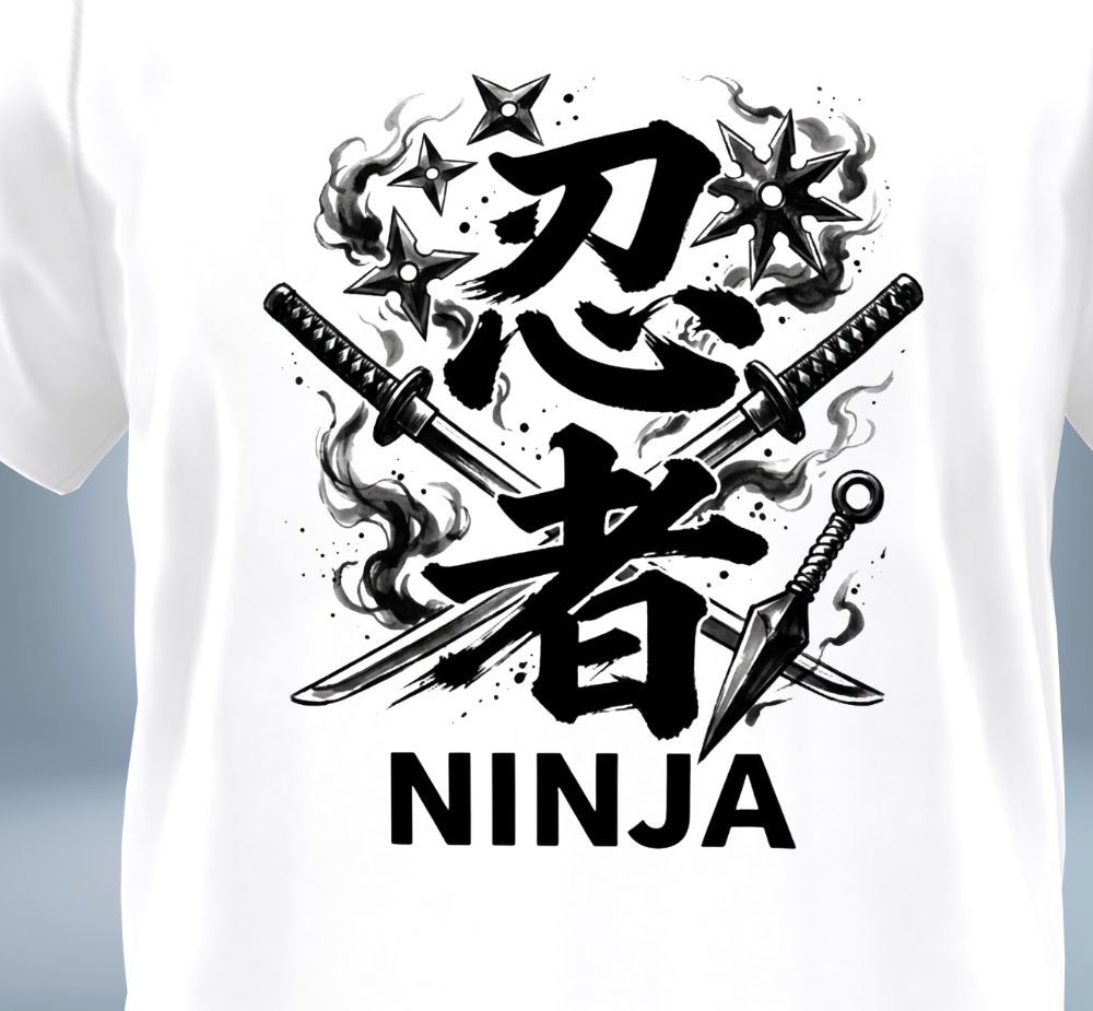 KANJI Collection – 忍者 NINJA T-Shirt（White）Original Tokyo Treasures Japan