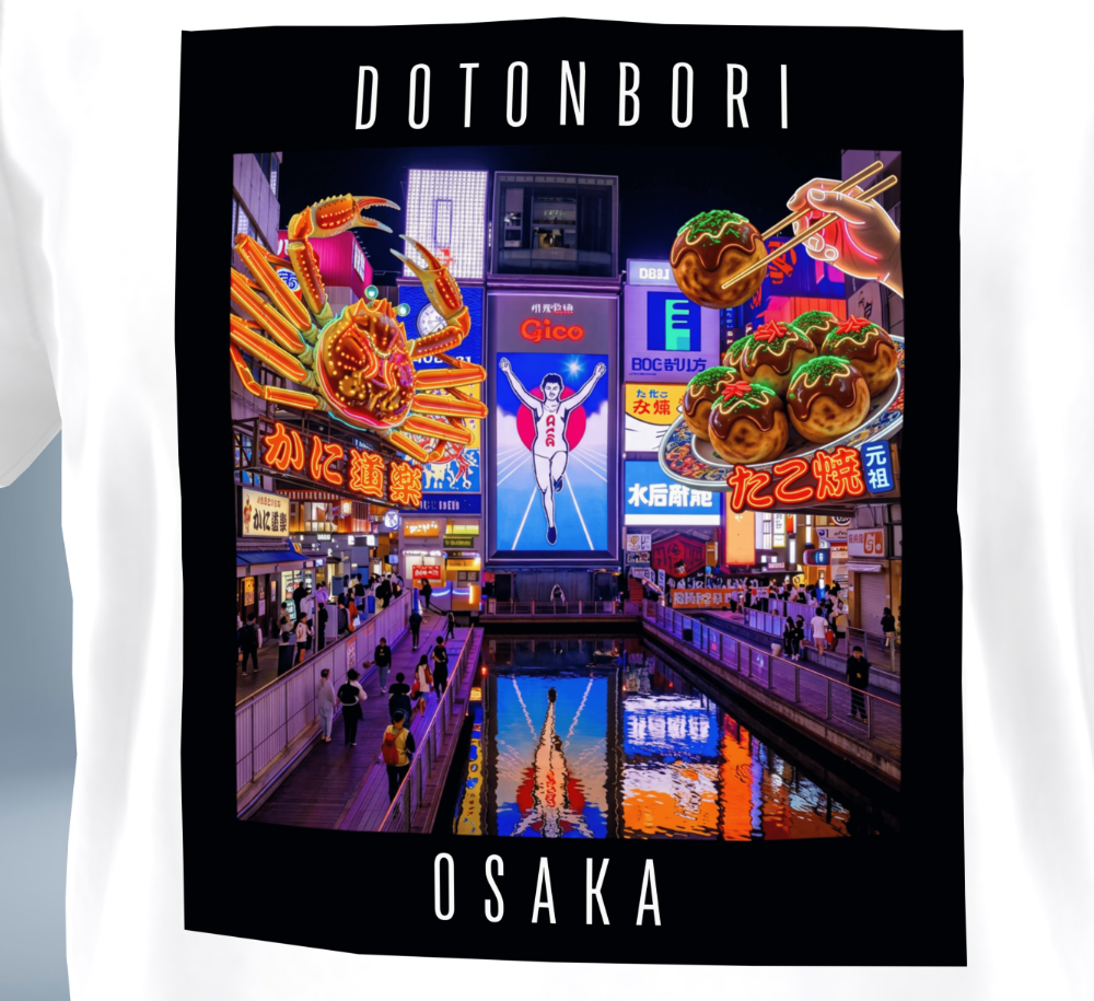 Dotonbori - Osaka T-Shirt（White）Tokyo Treasures Japan
