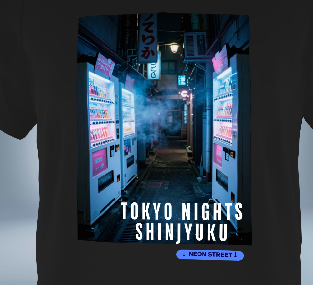 Tokyo Nights - Shinjyuku Back Alley T-Shirt（Black）Tokyo Treasures Japan