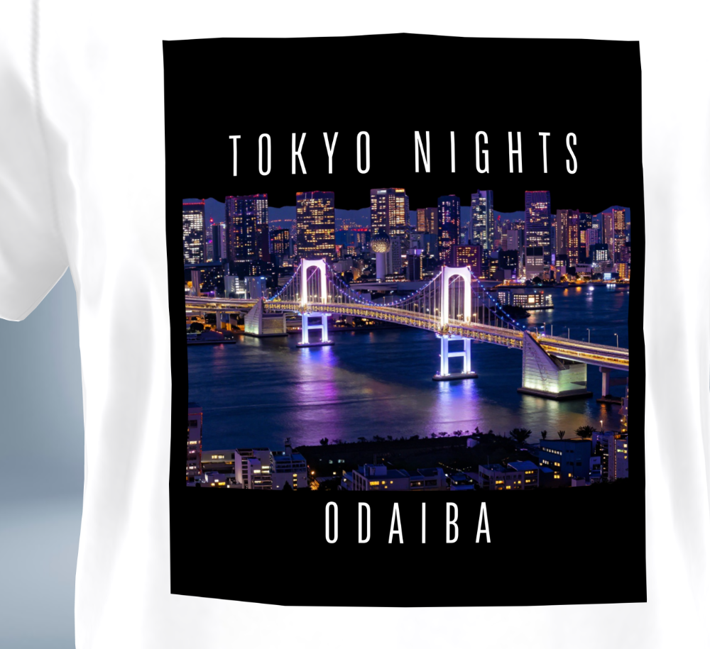 Tokyo Nights - Odaiba Skyline T-Shirt（White）Tokyo Treasures Japan