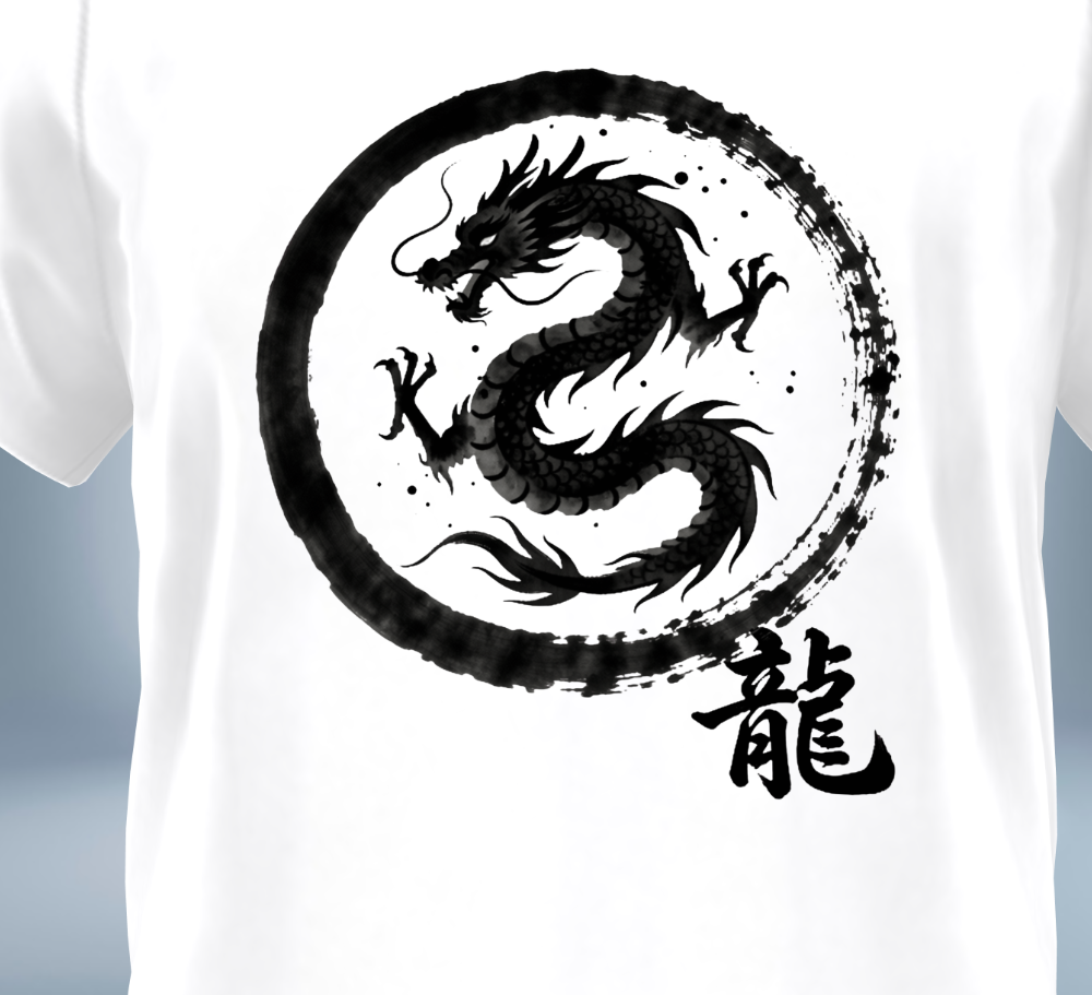 KANJI Collection – Dragon Power T-Shirt（White）Original Tokyo Treasures Japan