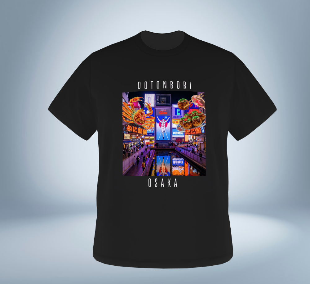 Dotonbori - Osaka T-Shirt（Black）Tokyo Treasures Japan