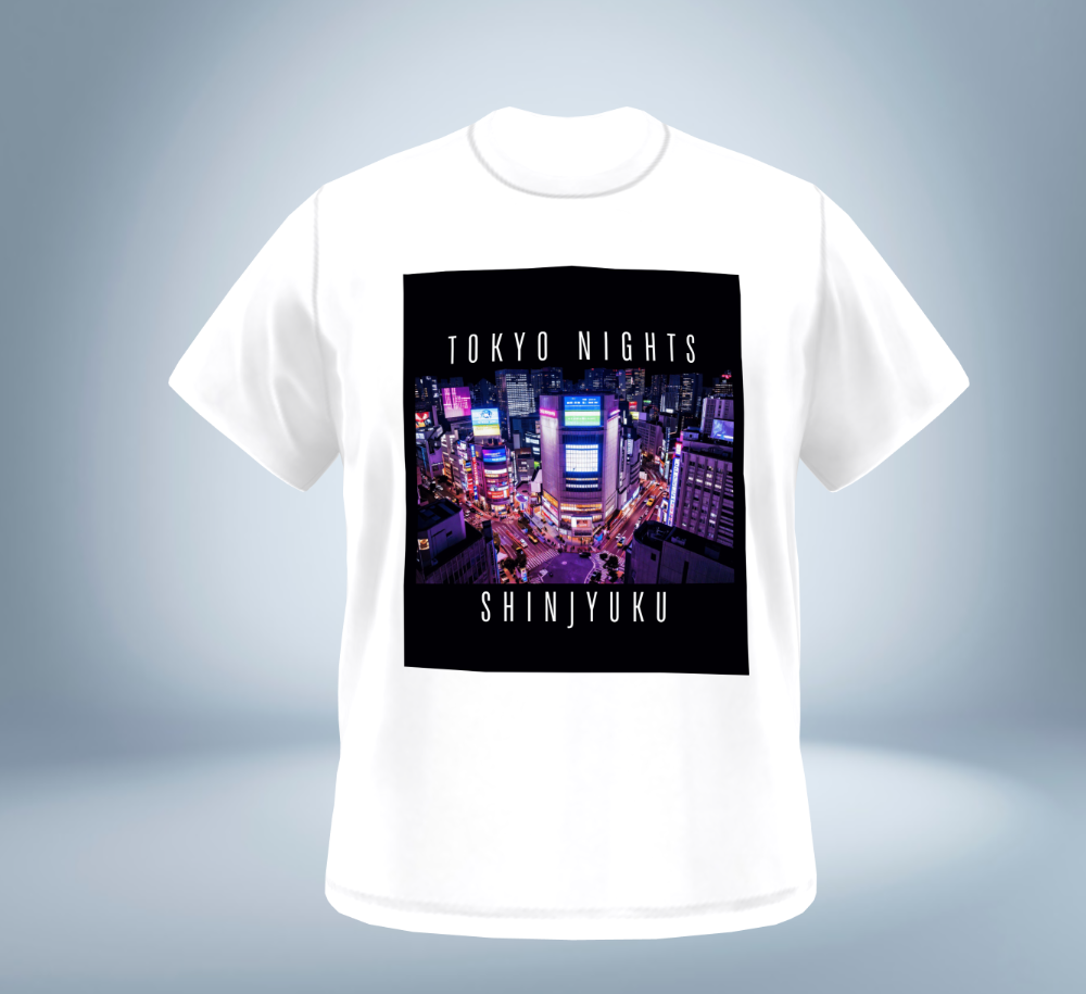 Tokyo Nights - Shinjuku Skyline T-Shirt（White）Tokyo Treasures Japan