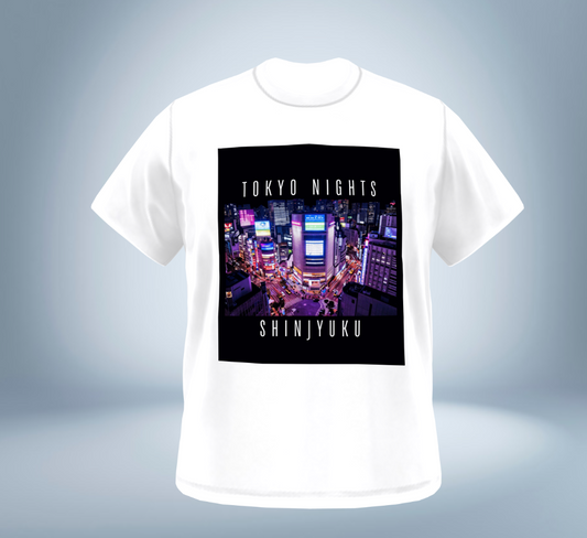 Tokyo Nights - Shinjuku Skyline T-Shirt（White）Tokyo Treasures Japan