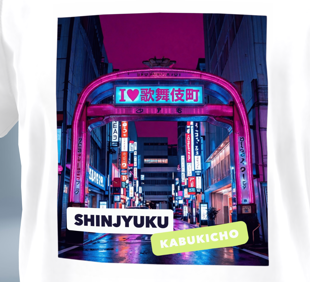 Tokyo Nights - I Love Kabukicho T-Shirt（White）Tokyo Treasures Japan
