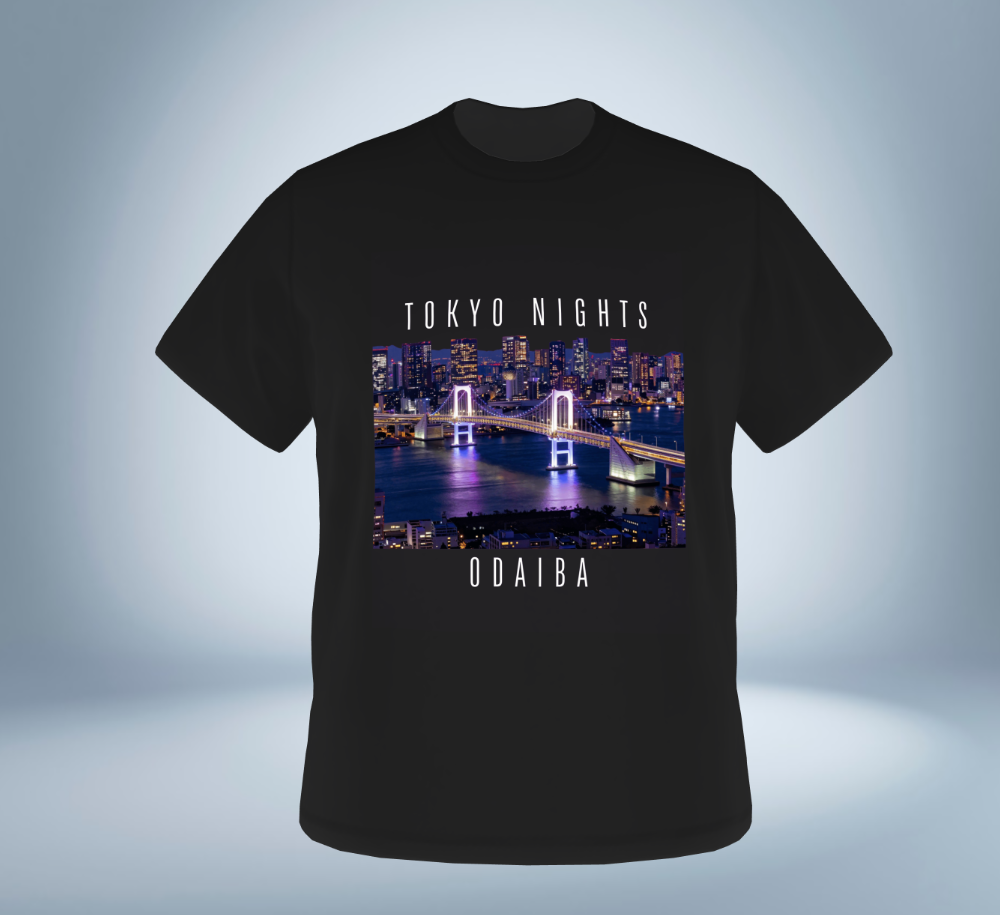 Tokyo Nights - Odaiba Skyline T-Shirt（Black）Tokyo Treasures Japan