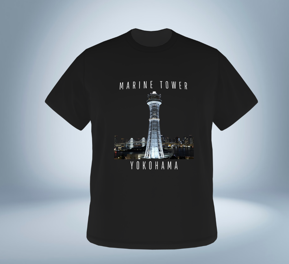 Marin Tower - Yokohama T-Shirt（Black）Tokyo Treasures Japan