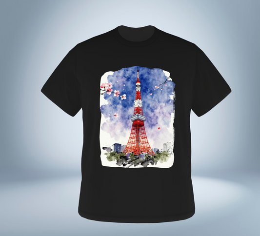 Tokyo Spring Memories Graphic T-Shirt（Black）Original Tokyo Treasures Japan