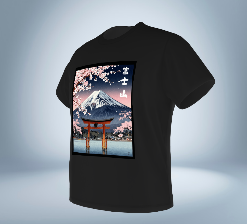 Mt. Fuji & Sakura Graphic T-Shirt（Black）Original Collection Tokyo Treasures Japan