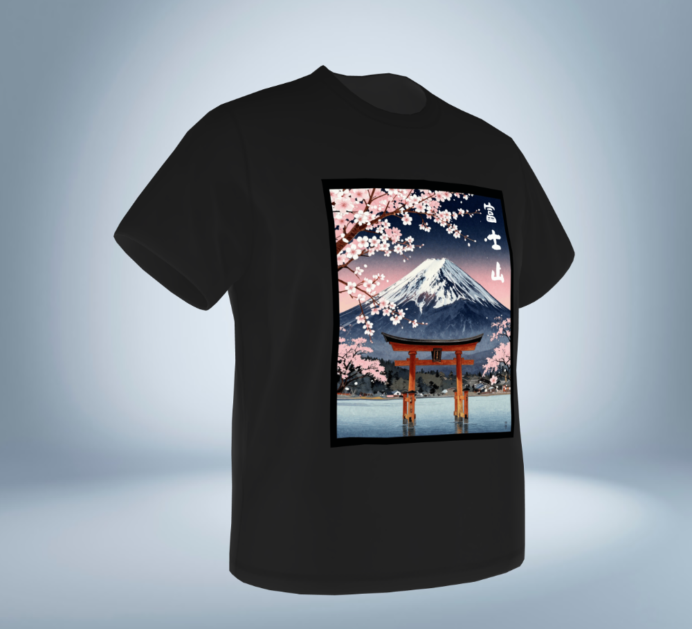Mt. Fuji & Sakura Graphic T-Shirt（Black）Original Collection Tokyo Treasures Japan
