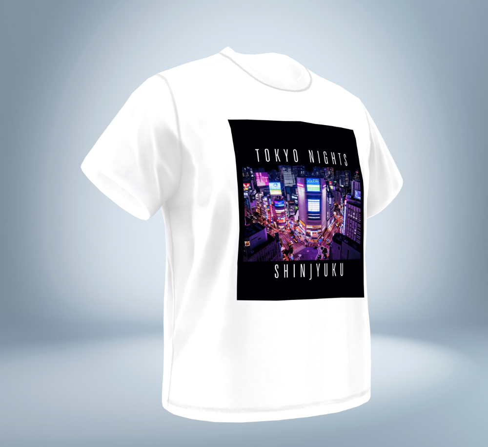Tokyo Nights - Shinjuku Skyline T-Shirt（White）Tokyo Treasures Japan
