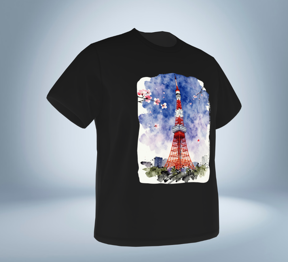 Tokyo Spring Memories Graphic T-Shirt（Black）Original Tokyo Treasures Japan