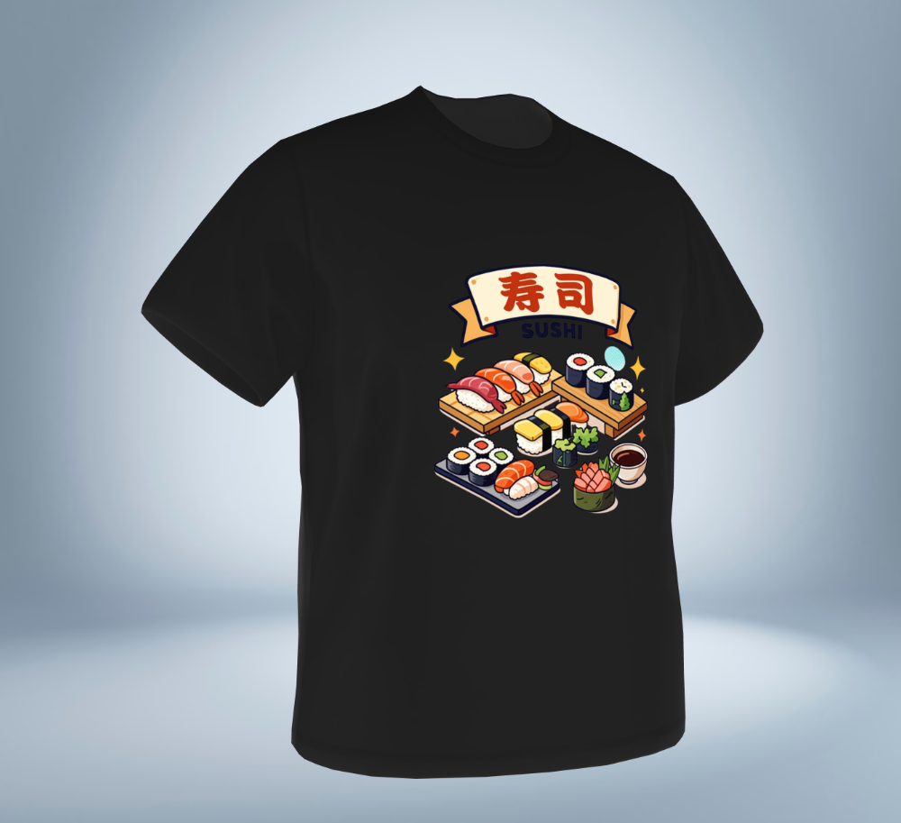 Japanese Sushi Collection - T-Shirt（Black）Original Tokyo Treasures Japan