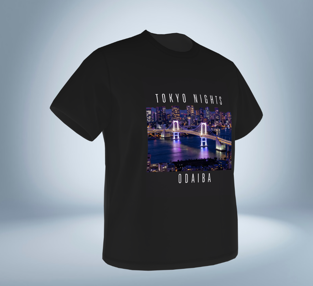 Tokyo Nights - Odaiba Skyline T-Shirt（Black）Tokyo Treasures Japan