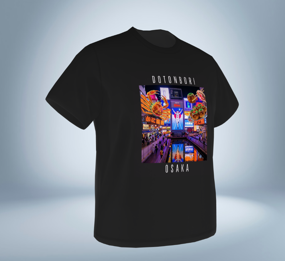 Dotonbori - Osaka T-Shirt（Black）Tokyo Treasures Japan