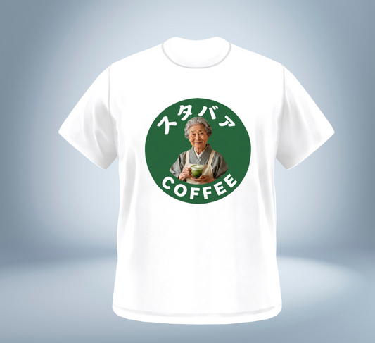 Funny Graphic Collection: Grandma Coffee-T-Shirt（White）Tokyo Treasures Japan