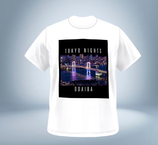 Tokyo Nights - Odaiba Skyline T-Shirt（White）Tokyo Treasures Japan