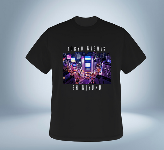 Tokyo Nights - Shinjuku Skyline T-Shirt（Black）Tokyo Treasures Japan