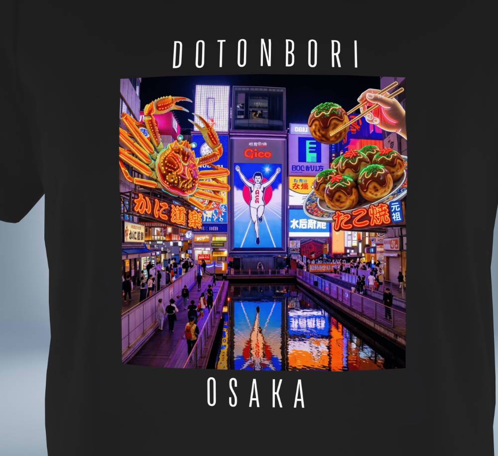 Dotonbori - Osaka T-Shirt（Black）Tokyo Treasures Japan