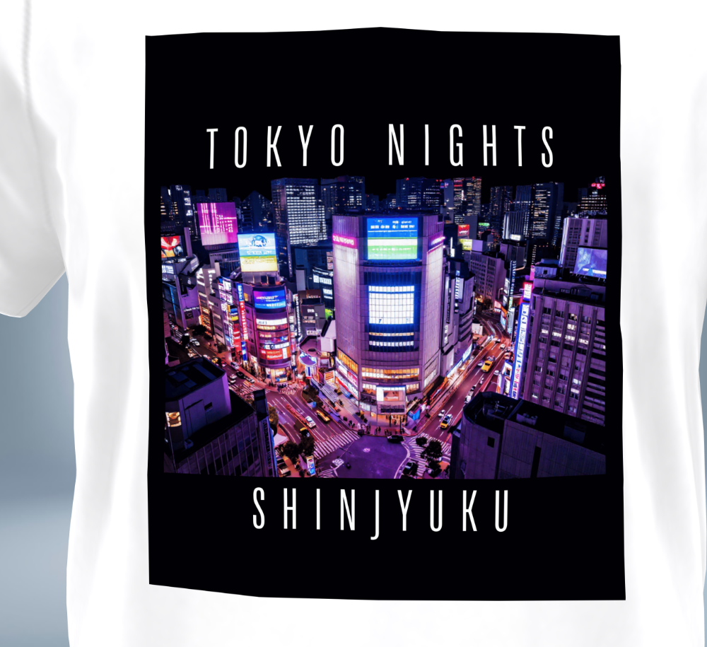 Tokyo Nights - Shinjuku Skyline T-Shirt（White）Tokyo Treasures Japan