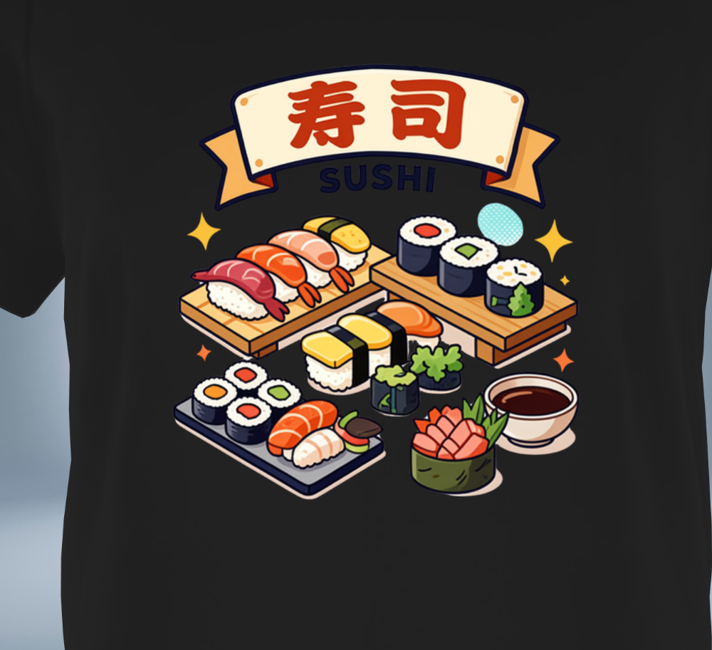 Japanese Sushi Collection - T-Shirt（Black）Original Tokyo Treasures Japan