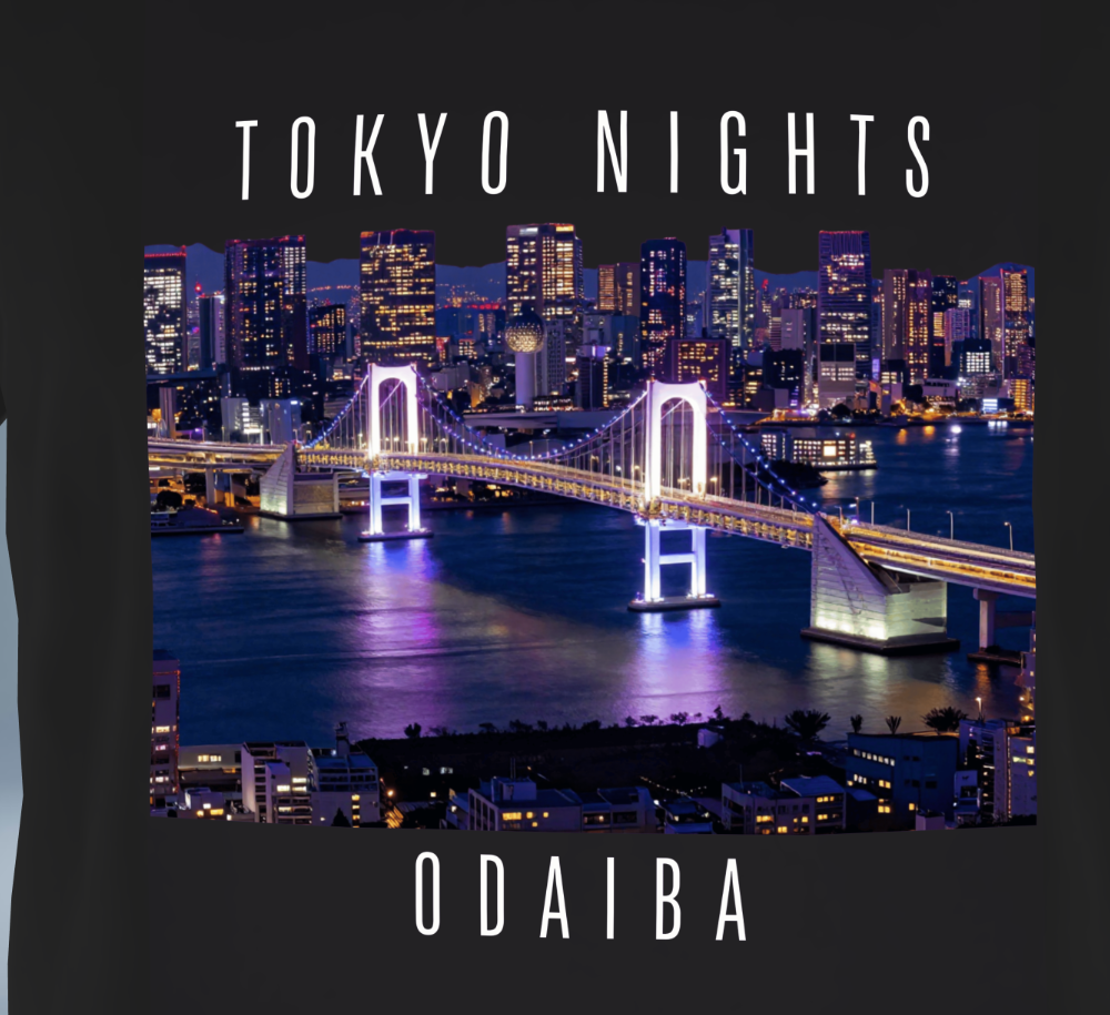 Tokyo Nights - Odaiba Skyline T-Shirt（Black）Tokyo Treasures Japan