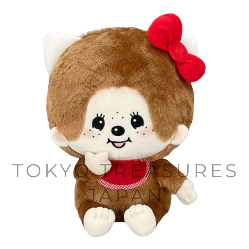 Monchhichi x Hello Kitty Matching Big Plush Toy Monchhichi Authentic Japan Taito